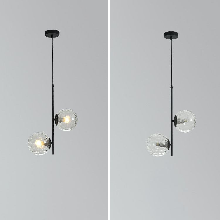 Modern Minimalist Iron Glass Round Ball Branch Chandelier 2-Light Living Room