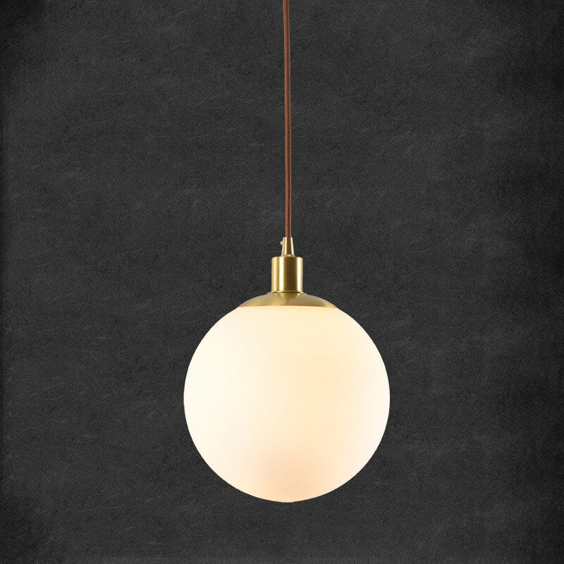 Contemporary Nordic Minimalist White Orb 1-Light Pendant for Bedroom