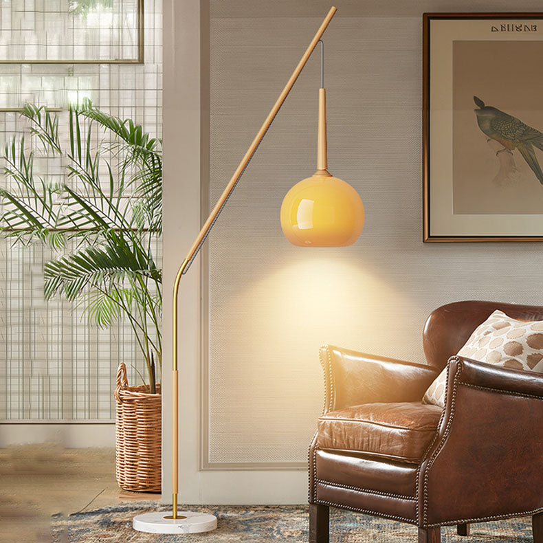 Vintage Orb Iron Glass Floor Lamp for Bedroom - Traditional 1-Light Design