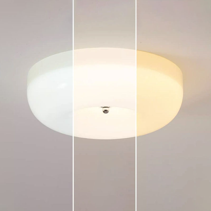 Contemporary Nordic Creamy Yellow Pudding Glass Shade Iron LED Flush Mount Ceiling Light