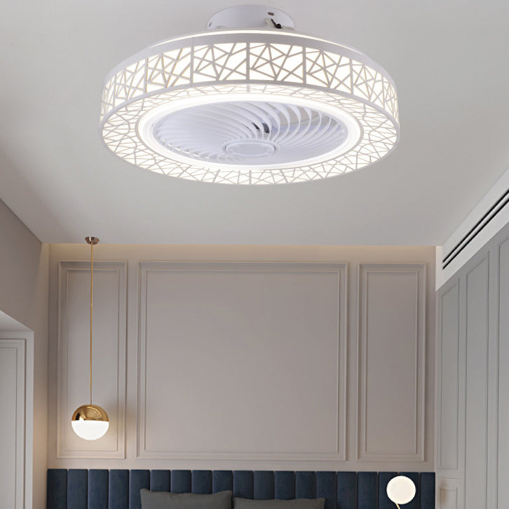 Modern Luxury Round Lace Ceiling Fan Light - LED Flush Mount Fixture