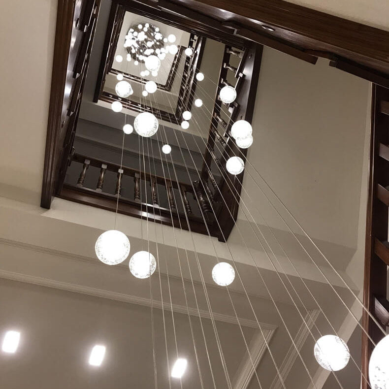 Modern Luxury LED Loft Chandelier with Crystal Orb Shade