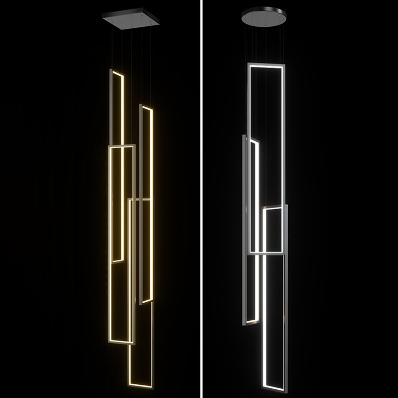 Modern Minimalist LED Chandelier - Iron, Aluminum & Silica Ceiling Plate for Stairway