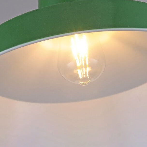 Industrial Vintage Green Iron Cone Pendant Light - 1-Light Hanging Fixture