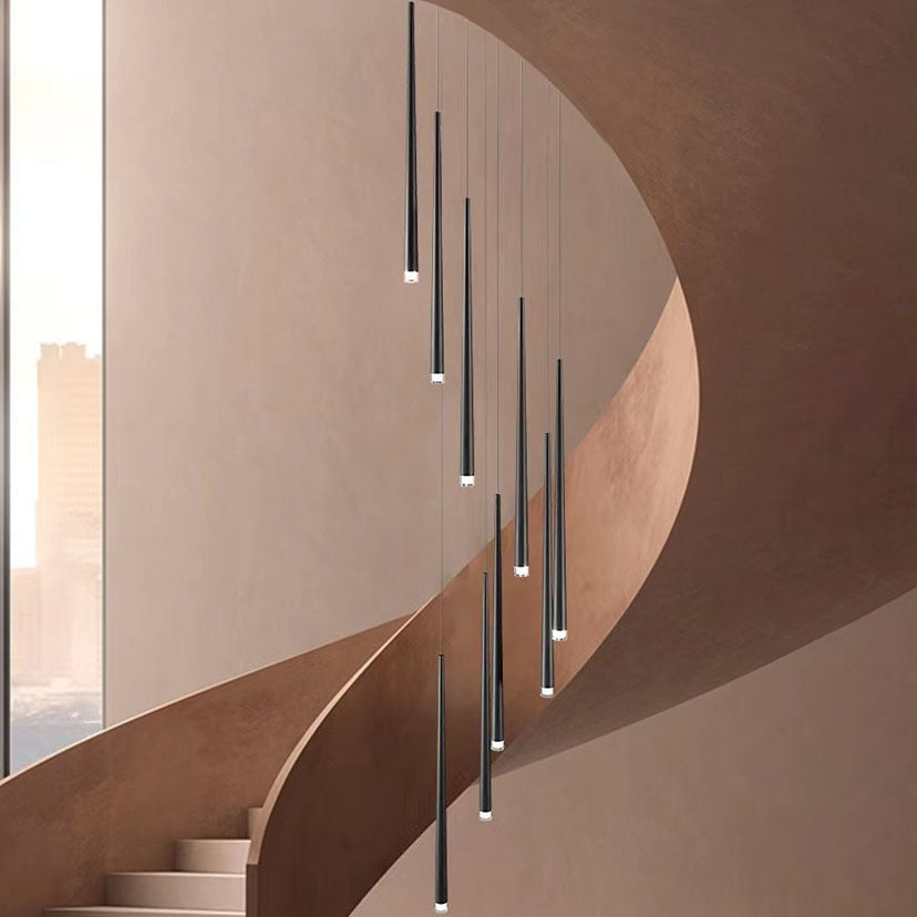 Modern Minimalist Tapered Tube LED Island Chandelier - Iron & Acrylic Design