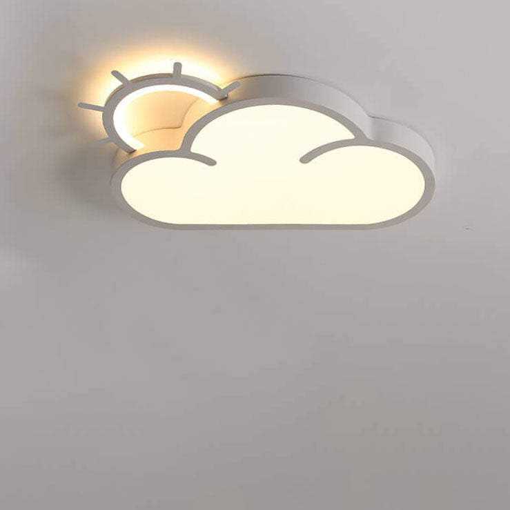 Contemporary Nordic Cloudy Sun Acrylic Iron LED Kids Flush Mount Ceiling Light for Living Room Bedroom Modern Design Energy-Efficient Lighting Fixture Unique Decorative Ceiling Lamp Stylish Playroom Illumination Cute Bedroom Lighting Solution Kids Room De