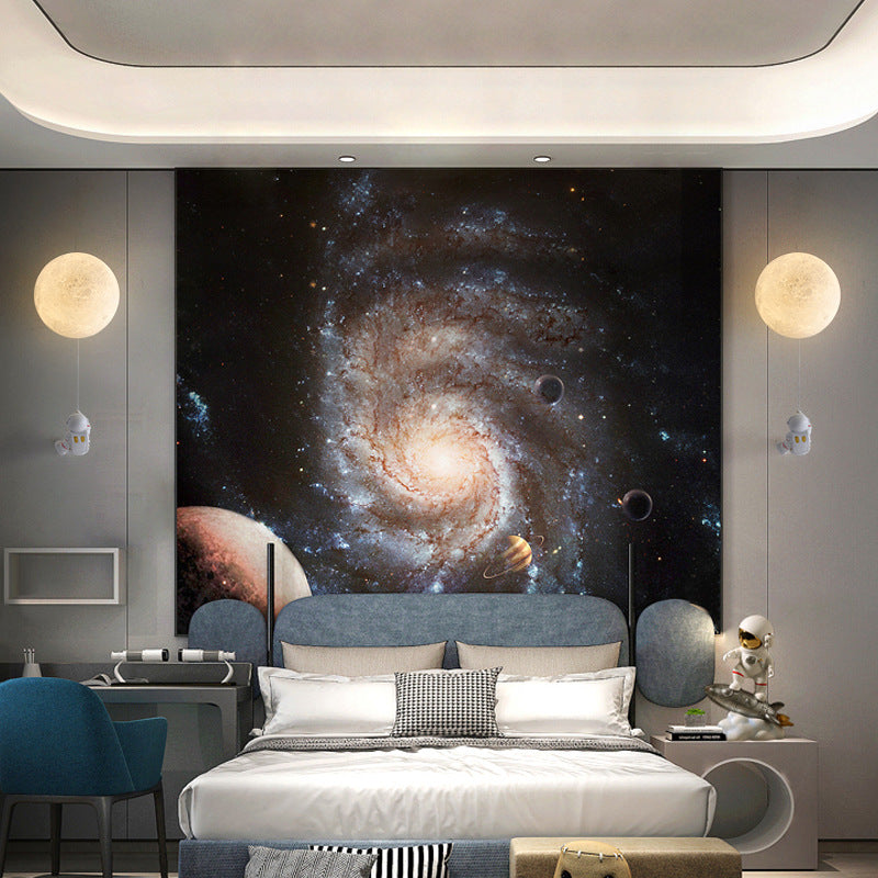 Contemporary 3D Printed Moon Shade Resin Astronaut 1-Light Wall Sconce Lamp for Bedroom, Unique Astronaut Decor, Modern Space-Themed Lighting, Ideal for Kids Room, Nursery Decor, Cosmic Wall Light, Artistic Home Lighting Fixture, Ambient Night Light for S