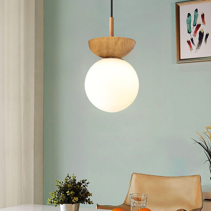 Modern Minimalist Glass Iron Orb Semi-Flush Pendant Light for Living Room