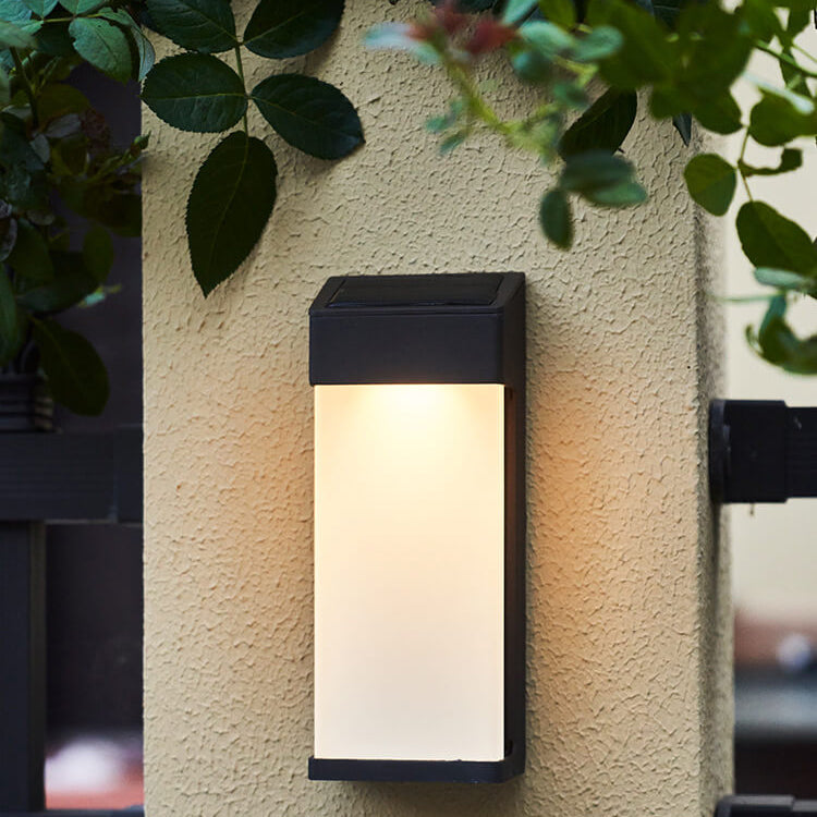 Solar Square Frosted Glass LED Wall Sconce - Waterproof Outdoor Lighting