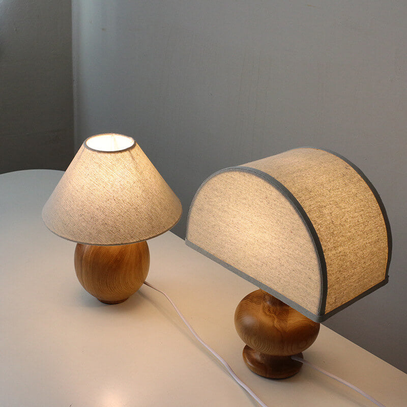 Japanese Wabi-Sabi Vintage Solid Wood 1-Light Table Lamp
