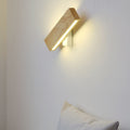 Contemporary Nordic Log Rectangular LED Wall Sconce - Rotatable Solid Wood & Acrylic Lamp