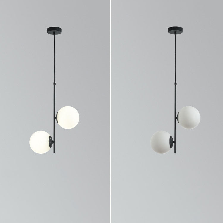 Modern Minimalist Iron Glass Round Ball Branch Chandelier 2-Light Living Room