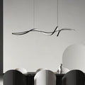 Modern Minimalist Wave Strip LED Chandelier - Aluminium & Silica Design for Dining Room Island Lighting