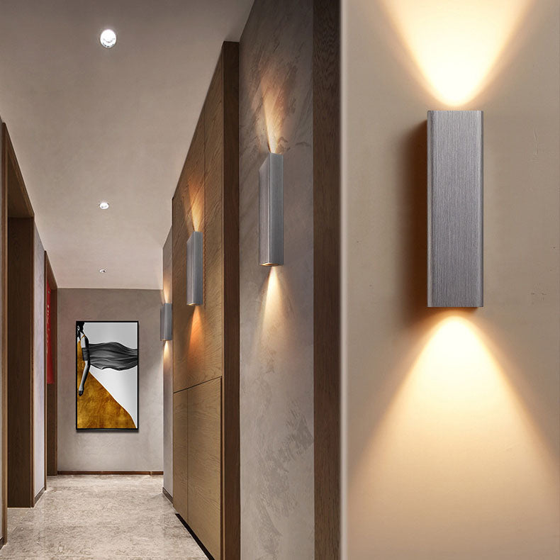 Nordic Minimalist Brushed Aluminum LED Wall Sconce - Rectangular Design, Modern Lighting, Durable Fixture, Energy-Efficient, Home Decor Accent