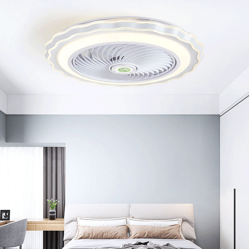 Modern Round Flower LED Flush Mount Ceiling Fan Light