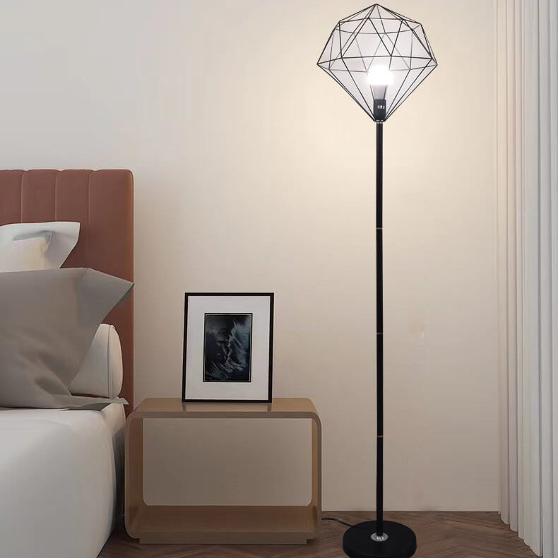 Contemporary Iron Hollow Diamond 1-Light Floor Lamp for Study