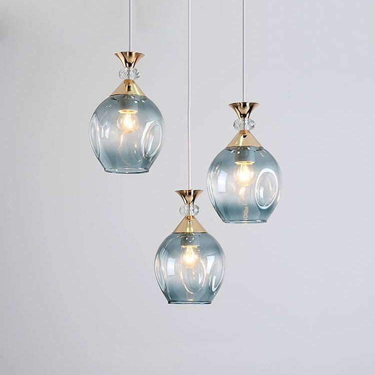 Contemporary Nordic Gradient Glass Orb 1/3 Light Island Chandelier for Living Room