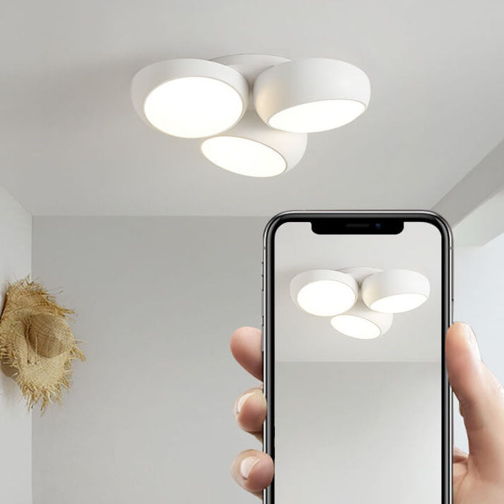 Scandinavian Modern Round LED Semi-Flush Mount Ceiling Light – Iron & Plastic Design
