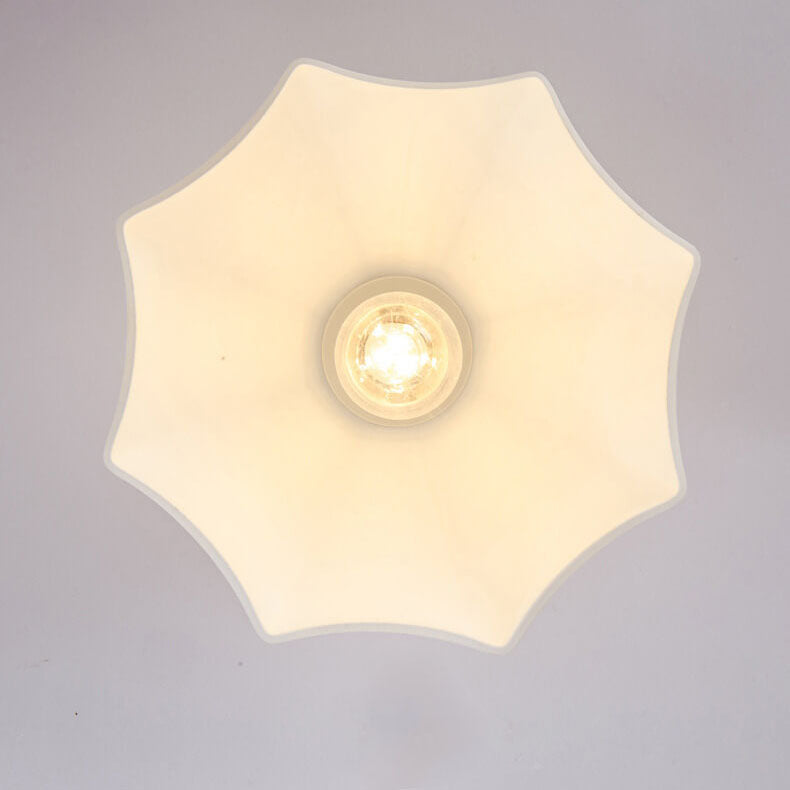 Japanese Vintage Brass Glass Dome Semi-Flush Mount Ceiling Light