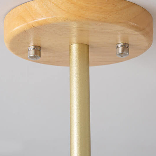 Nordic Vintage Wooden Glass Dome Chandelier 3/5 Light Fixture