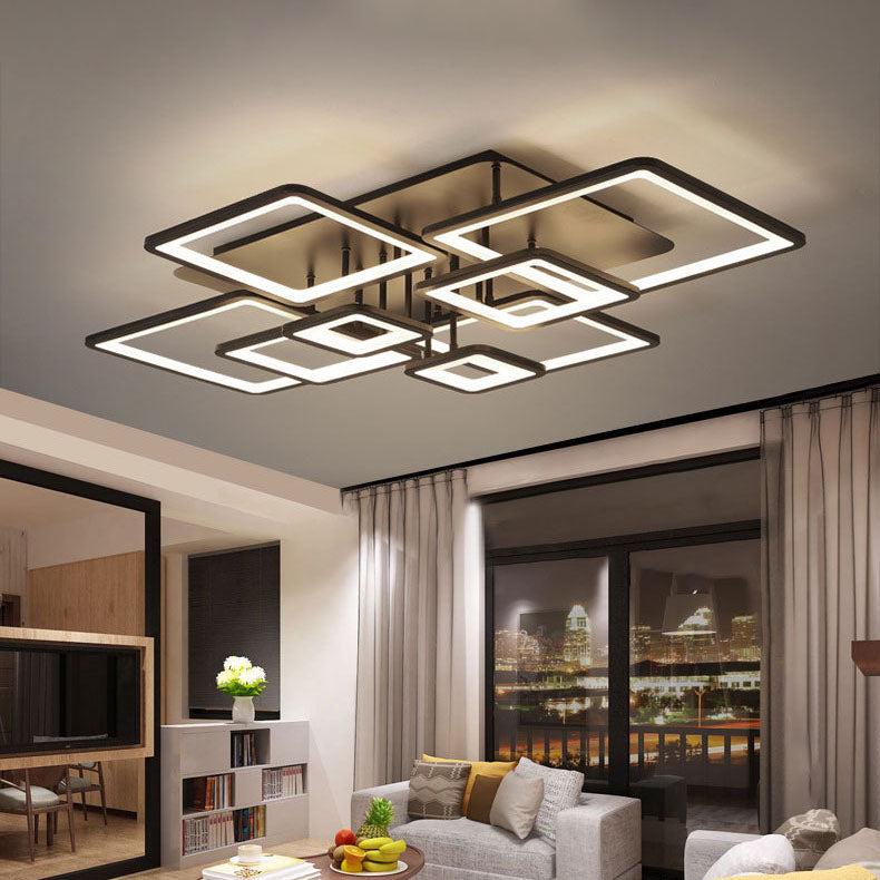 Modern Minimalist Acrylic LED Semi-Flush Mount Ceiling Light for Living Room
