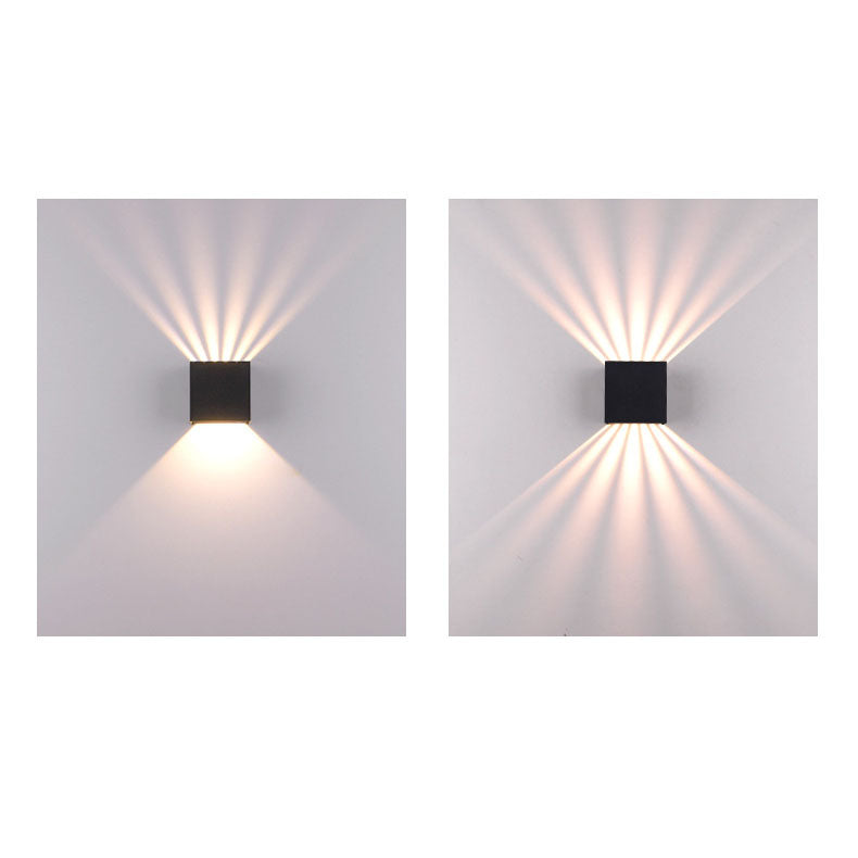 Modern Solid Color Aluminum LED Outdoor Wall Sconce - Waterproof Square Lamp