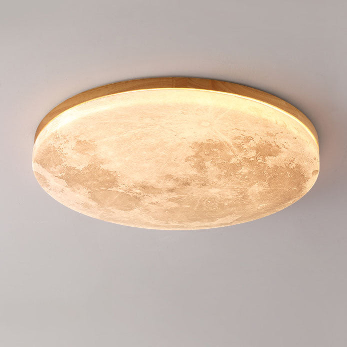 Modern Minimalist LED Flush Mount Ceiling Light - Round PVC Acrylic Moon Design for Living Room