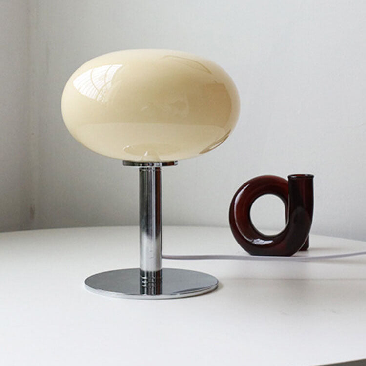 Contemporary Nordic Round Iron Glass Table Lamp - 1-Light Bedroom Lighting