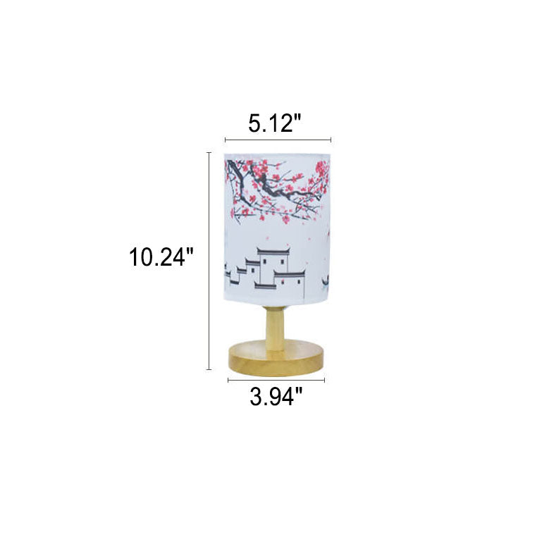 Modern Minimalist LED Table Lamp, Fabric Column Landscape Design, Wood Base Lighting, Contemporary Home Decor, Stylish Nightstand Lamp, Energy-Efficient LED, Living Room Accent Light, Bedroom Illumination, Unique Design Lamps, Eco-Friendly Lighting Soluti