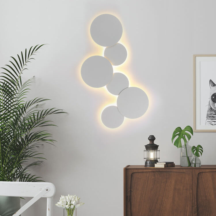 Modern Minimalist Round Eclipse Iron LED Wall Sconce Lamp for Living Room Lighting