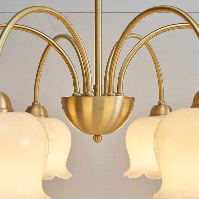 Traditional French Floral Copper Glass Chandelier - 5/6/8 Light for Living Room