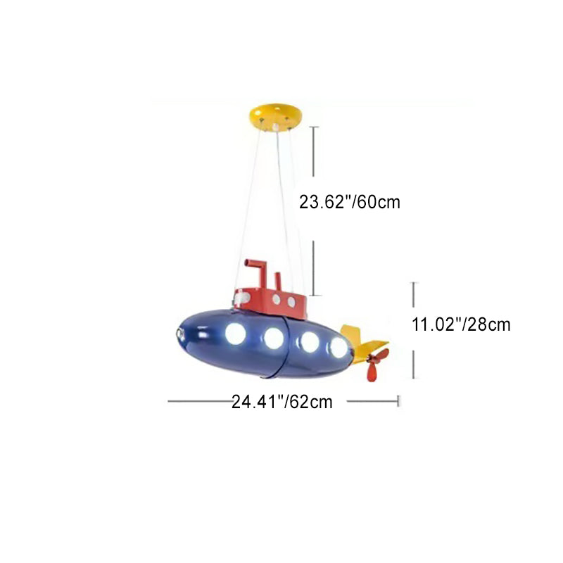 Contemporary Cartoon Submarine LED Chandelier for Kids Bedroom, Unique Iron Lighting Fixture, Nautical Themed Ceiling Light, Playful Home Decor, Kids Room Illumination, Modern Childrens Lighting Design, Creative Underwater Nautical Pendant Light