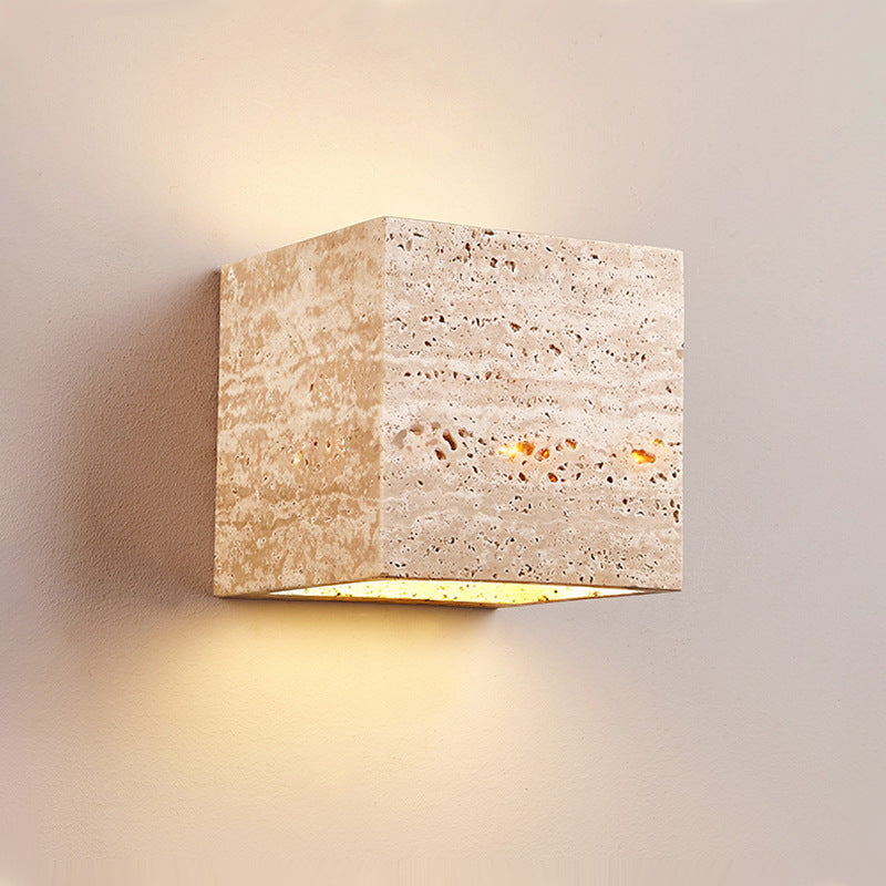 Traditional Japanese Waterproof Yellow Travertine LED Wall Sconce for Hallway