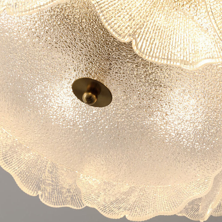 Traditional French Ginkgo Leaf Semi-Flush Mount Ceiling Light - 5/8 Glass for Living Room