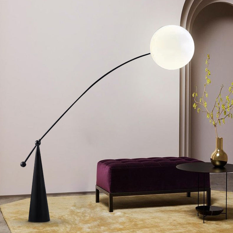 Contemporary Tapered Base Fishing Rod Floor Lamp - 1-Light Iron & Glass Design for Living Room