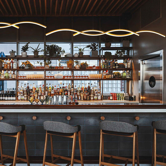 Nordic Minimalist LED Wave Design Island Chandelier - Modern Strip Light