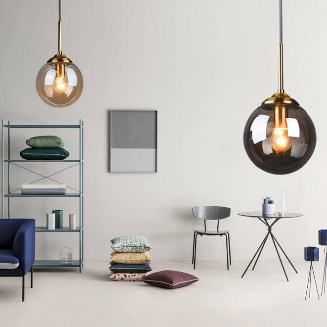 Contemporary Nordic Copper Glass Shade Island Light Chandelier - 1/3/5-Light for Dining Room