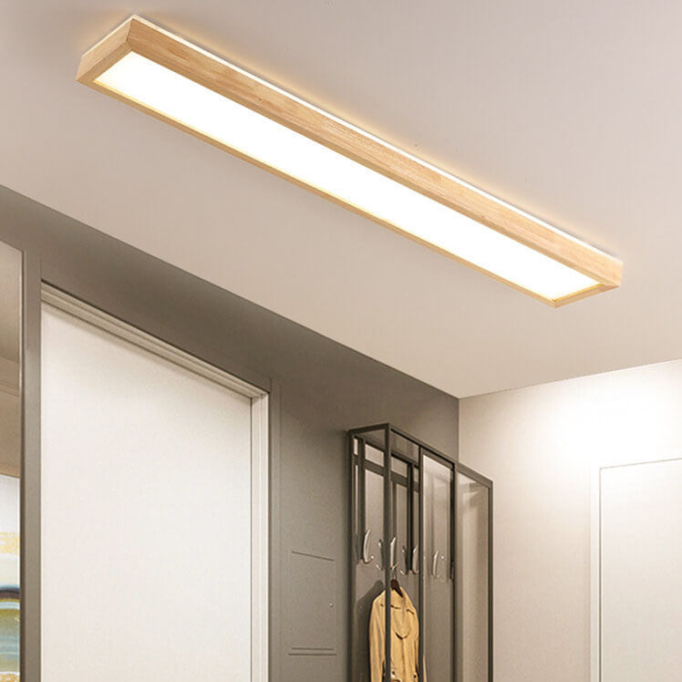 Japanese Minimalist Walnut LED Flush Mount Ceiling Light