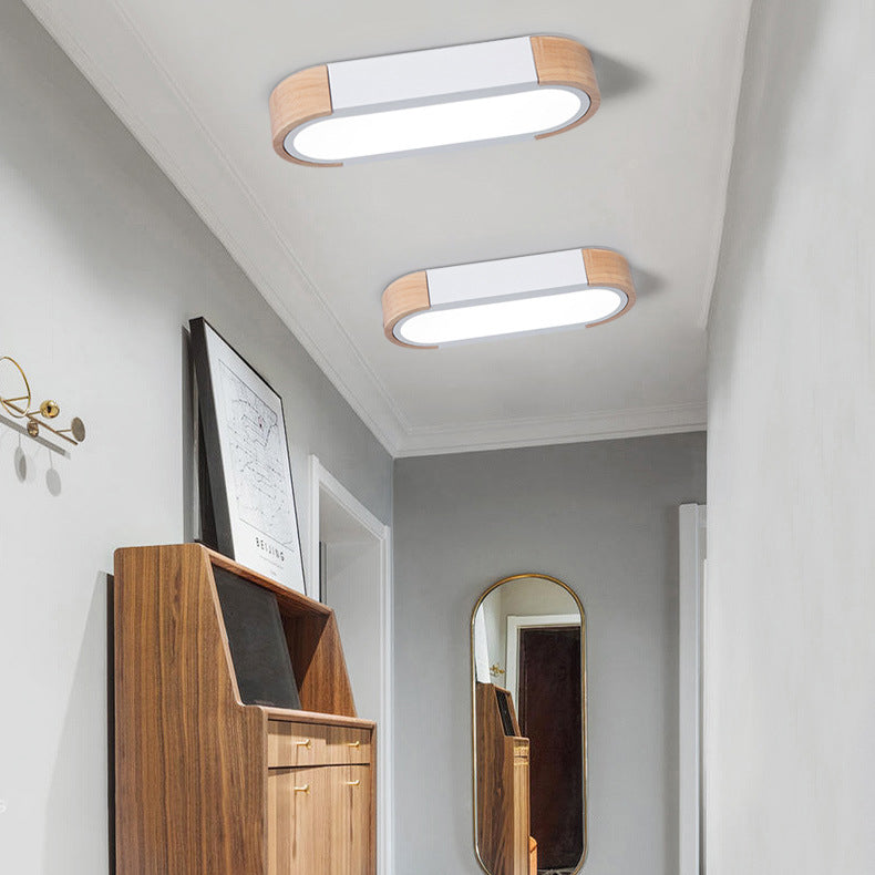 Contemporary Scandinavian Long Oval Iron Log Acrylic LED Flush Mount Ceiling Light for Bedroom