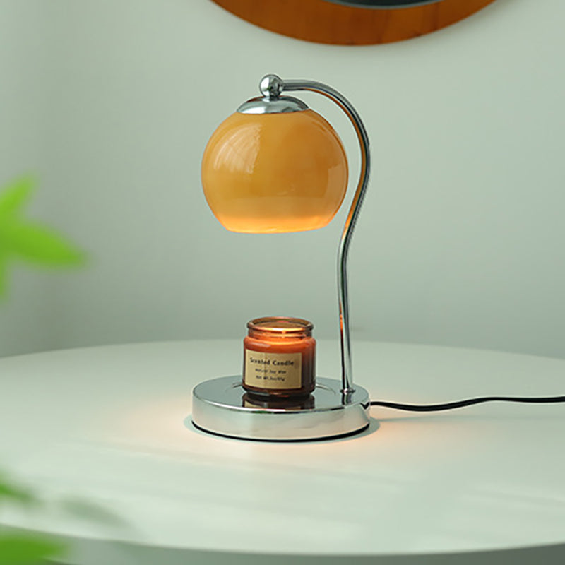 Modern Minimalist Orb Iron Glass 1-Light Melting Wax Table Lamp for Bedroom, Contemporary Nightstand Lighting, Elegant Home Decor, Stylish Desk Lamp, Unique Wax Design, Warm Lighting Fixture, Modern Bedroom Accessories, Artistic Table Lighting, Perfect Gi