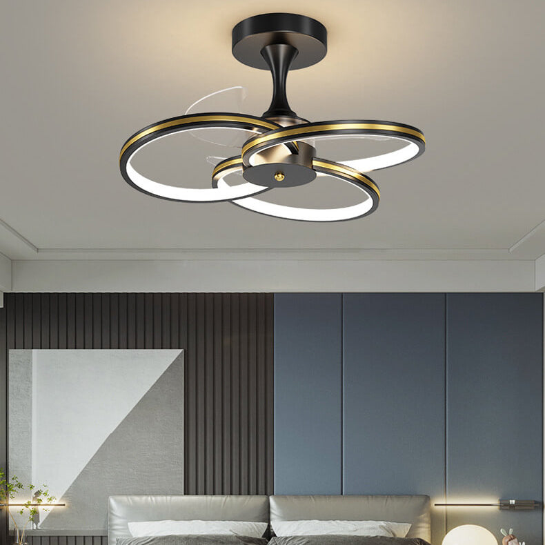 Luxury Acrylic Three Rings LED Flush Mount Fan Light Design