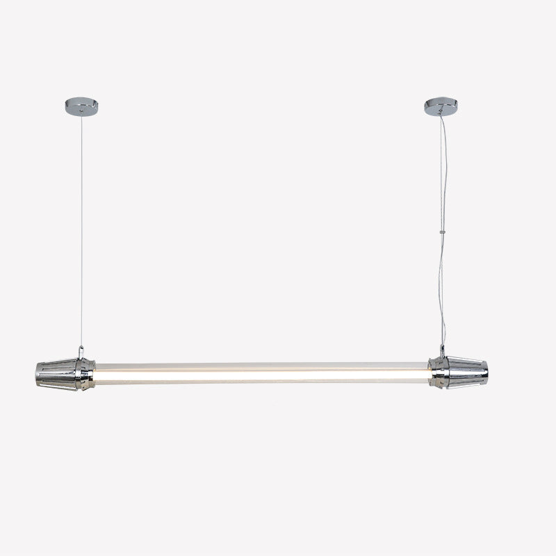 Contemporary Industrial LED Island Chandelier - Strip Aluminum & Acrylic Design for Dining Room