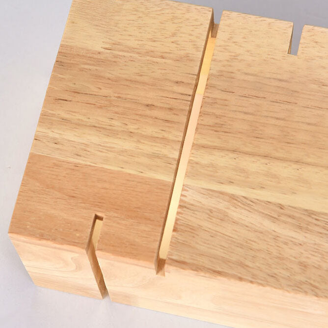Modern Minimalist Wooden Square Wall Sconce 2-Light Lamp for Bedroom
