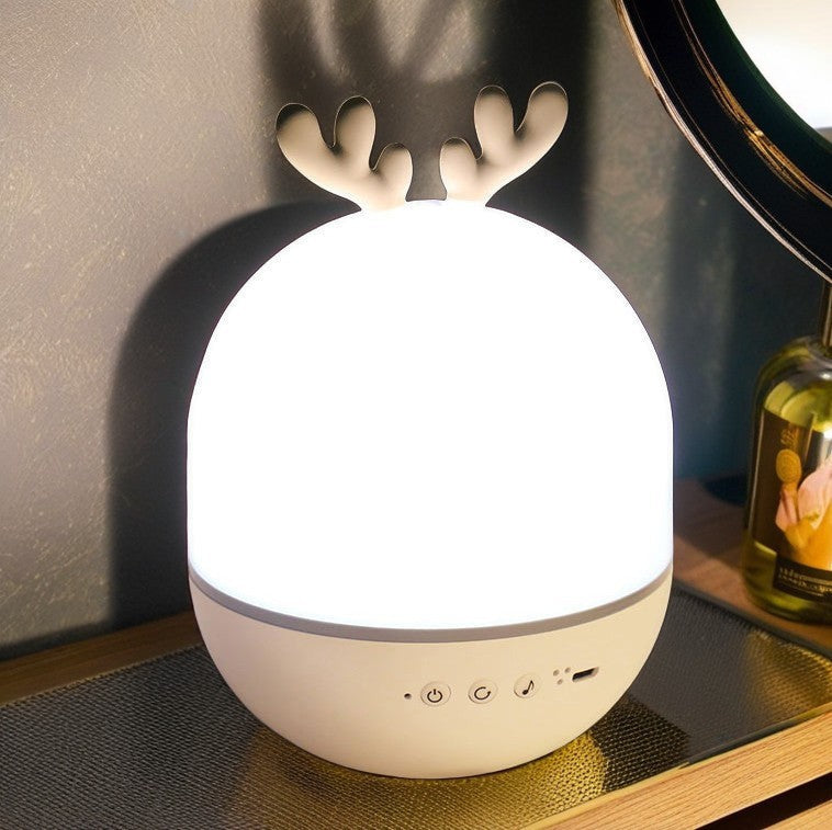 Contemporary Round Rabbit Deer ABS LED Table Lamp for Kids Bedroom Nightlight, Cute Animal Design for Nursery, Eco-Friendly Lighting, Adjustable Brightness, Perfect Birthday Gift for Children