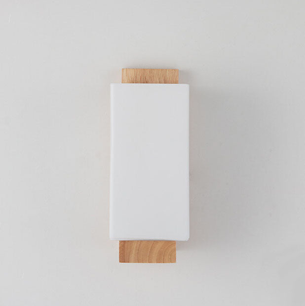 Modern Minimalist Wood and Glass Square Wall Sconce Lamp - 1-Light Design for Elegant Lighting