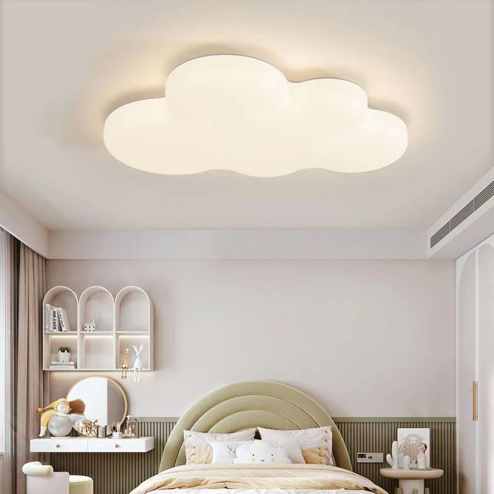 Contemporary Kids Cloud PE LED Flush Mount Ceiling Light for Bedroom, Nursery Lighting, Modern Childrens Room Fixtures, Soft Glow Ceiling Lamp, Adjustable Brightness, Fun Decorative Light, Energy Efficient Kids Room Lighting