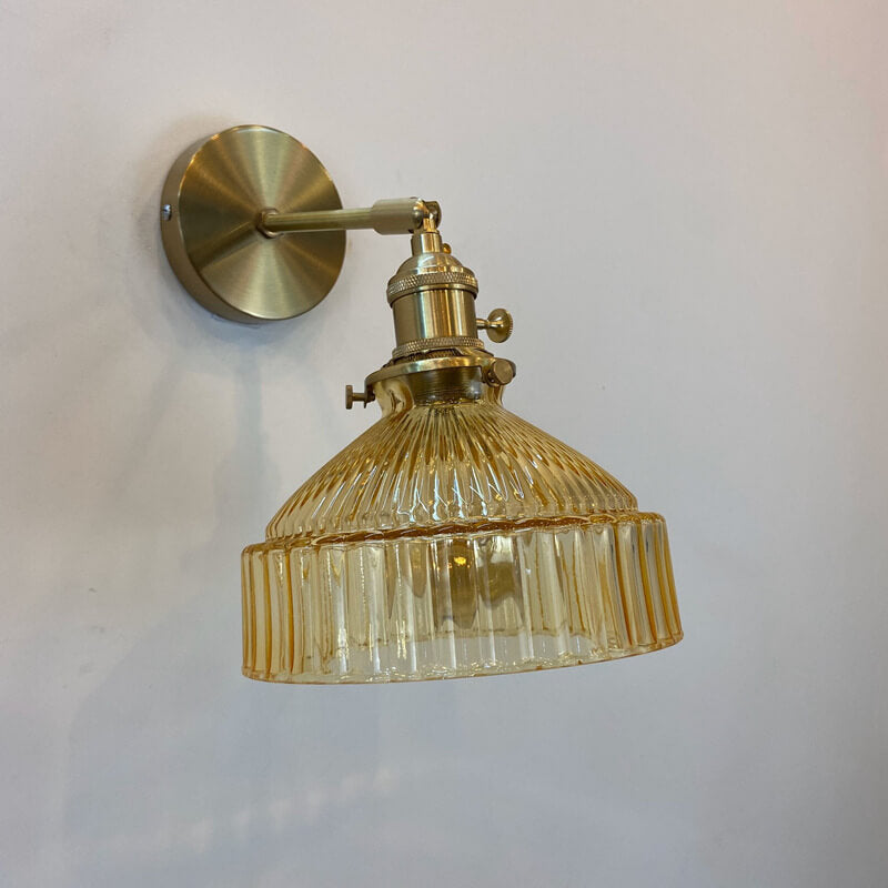 Nordic Dome Glass Shade Brass Wall Sconce 1-Light Lamp