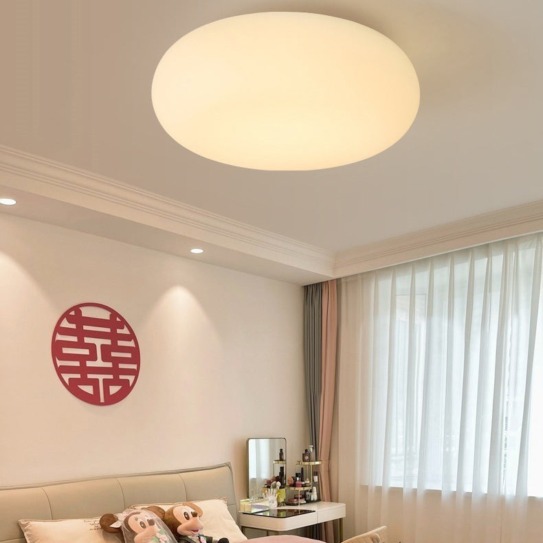 Modern Minimalist Oval Iron PE LED Flush Mount Light for Bedroom