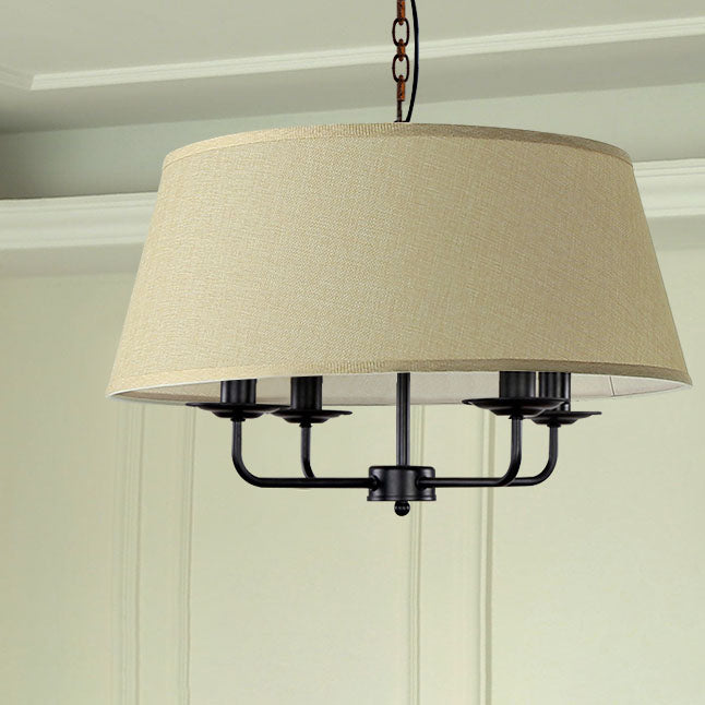 European Vintage Classic Iron Cloth 4-Light Pendant Lamp