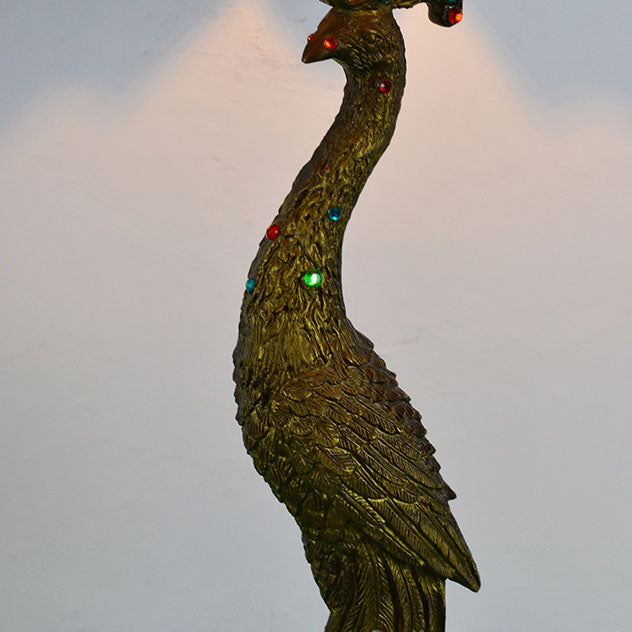 Tiffany Peacock Gem Glass Resin Table Lamp - 1-Light for Living Room & Bedroom